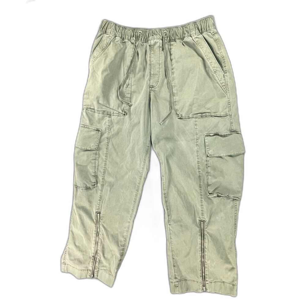 Abercrombie Garment Dyed Baggy Cargo Pants L Green Zip Hem Gorpcore Utility Y2K - Picture 1 of 12